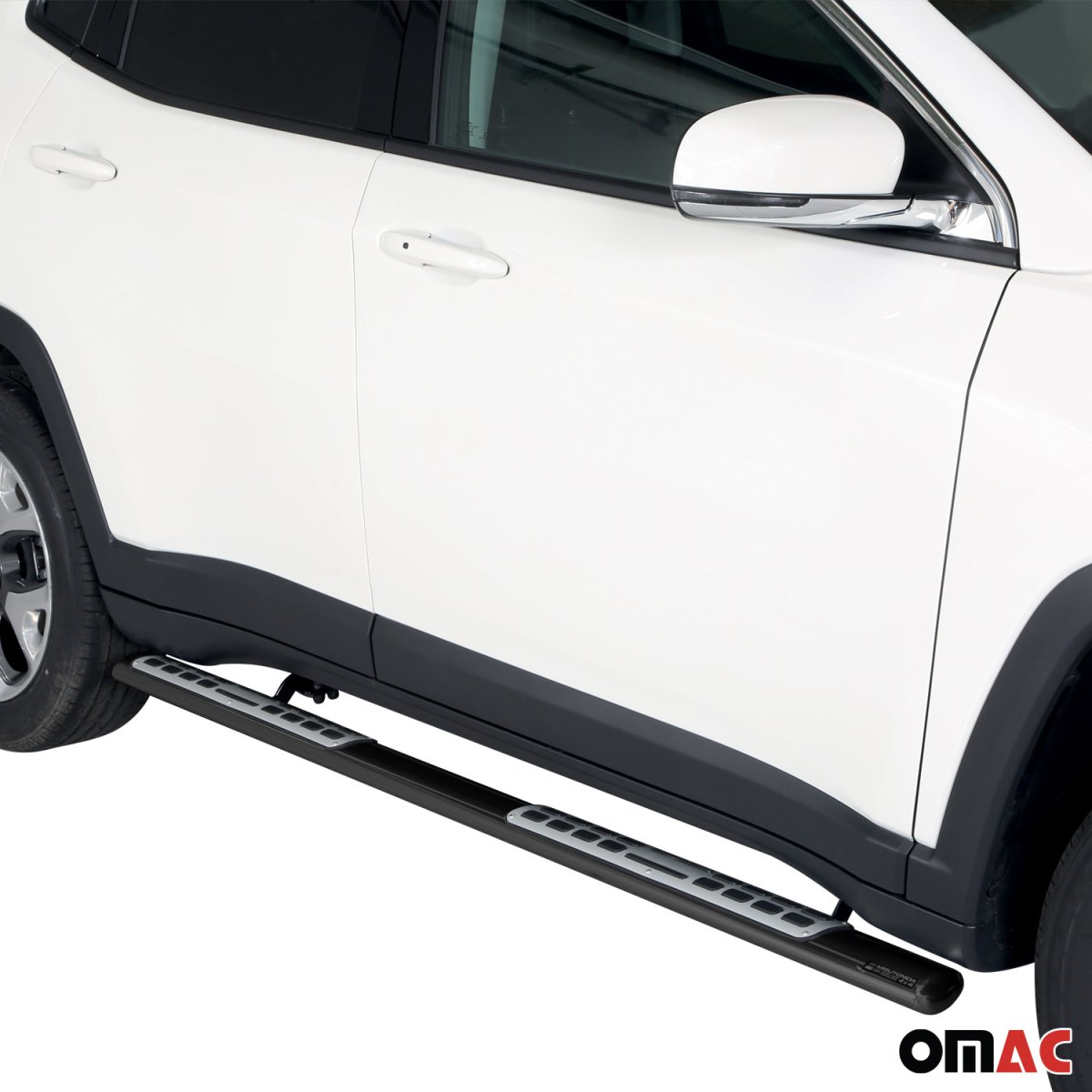 Jeep Compass Side Steps - Omac - S.Steel Oval - Black - '17-'25